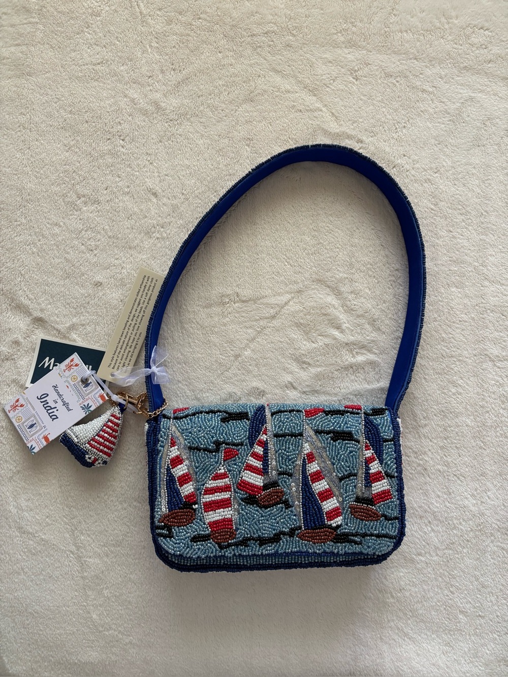 VIRAL Beaded Sailboat bag with tiny sailboat charm